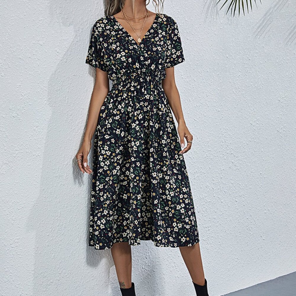 Women's floral print short-sleeved dress